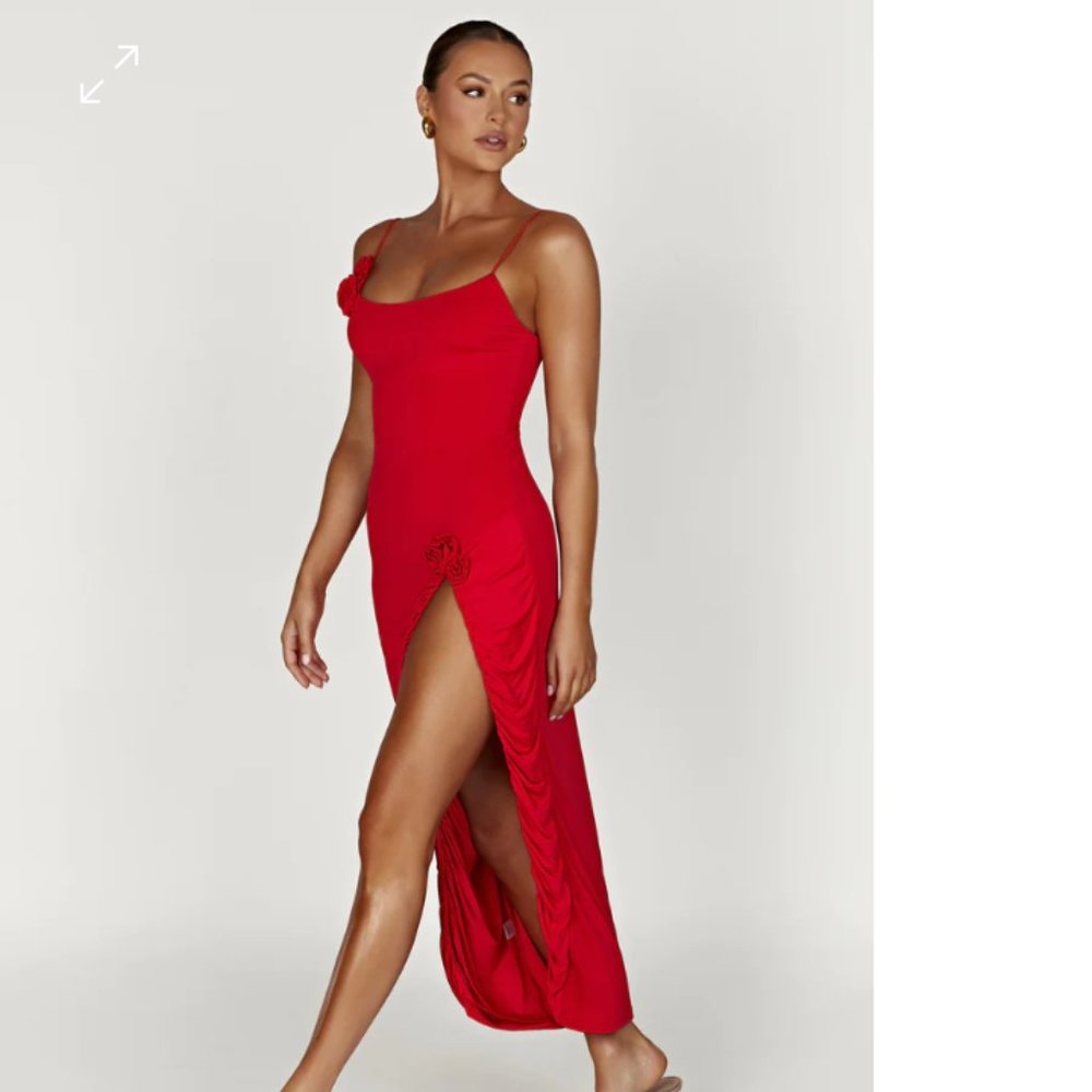 Meshki red dress 3D flower